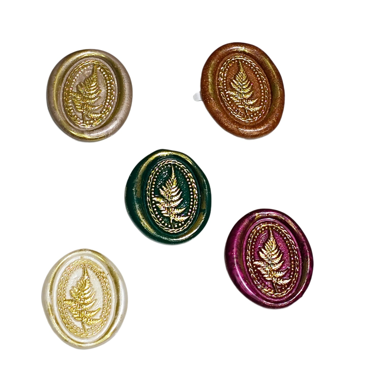 Fern Wax Seals Set of Five, Earthy Colors Flora and Fauna Collection