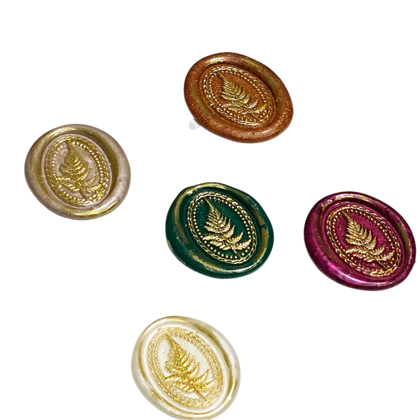 Fern Wax Seals Set of Five, Earthy Colors Flora and Fauna Collection