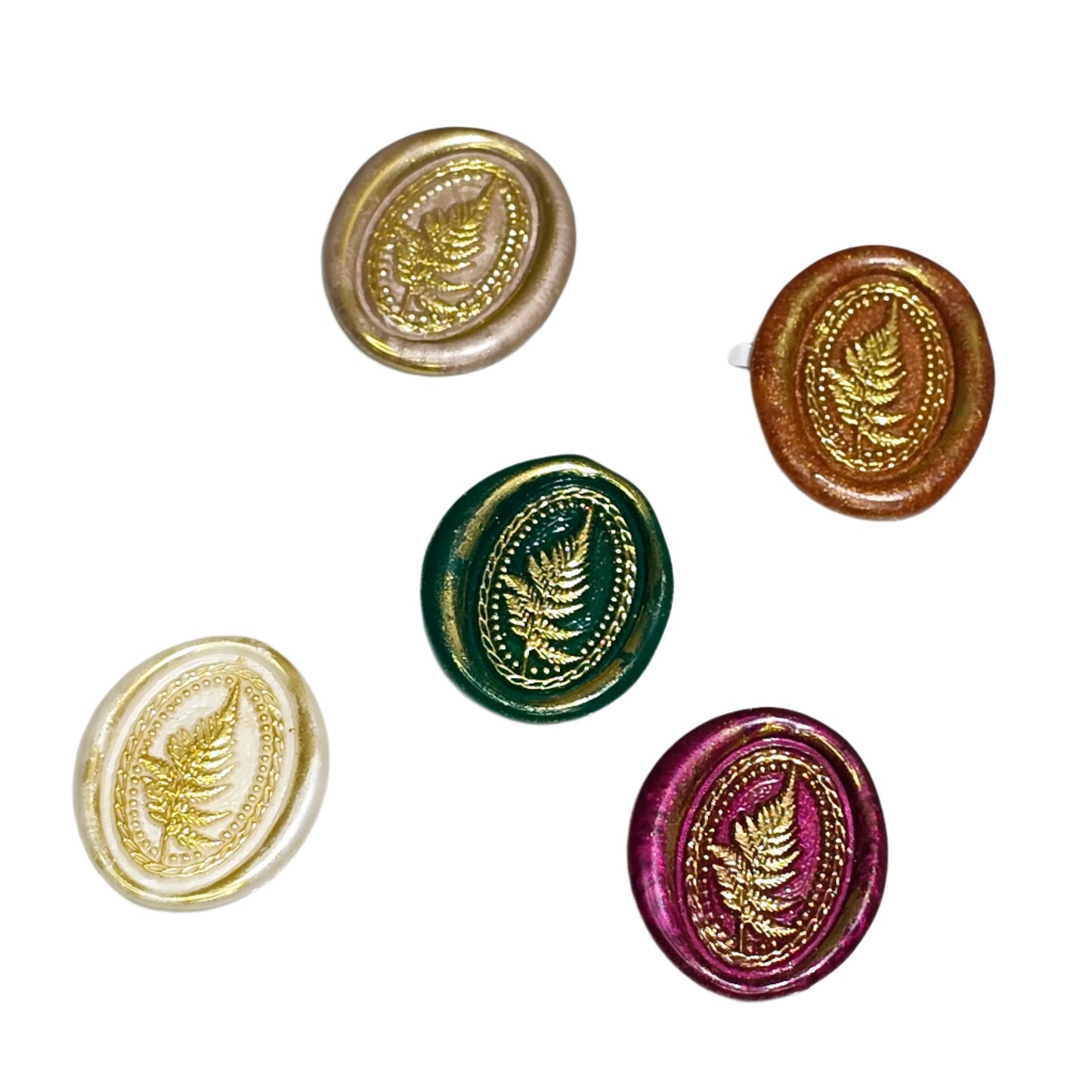 Fern Wax Seals Set of Five, Earthy Colors Flora and Fauna Collection