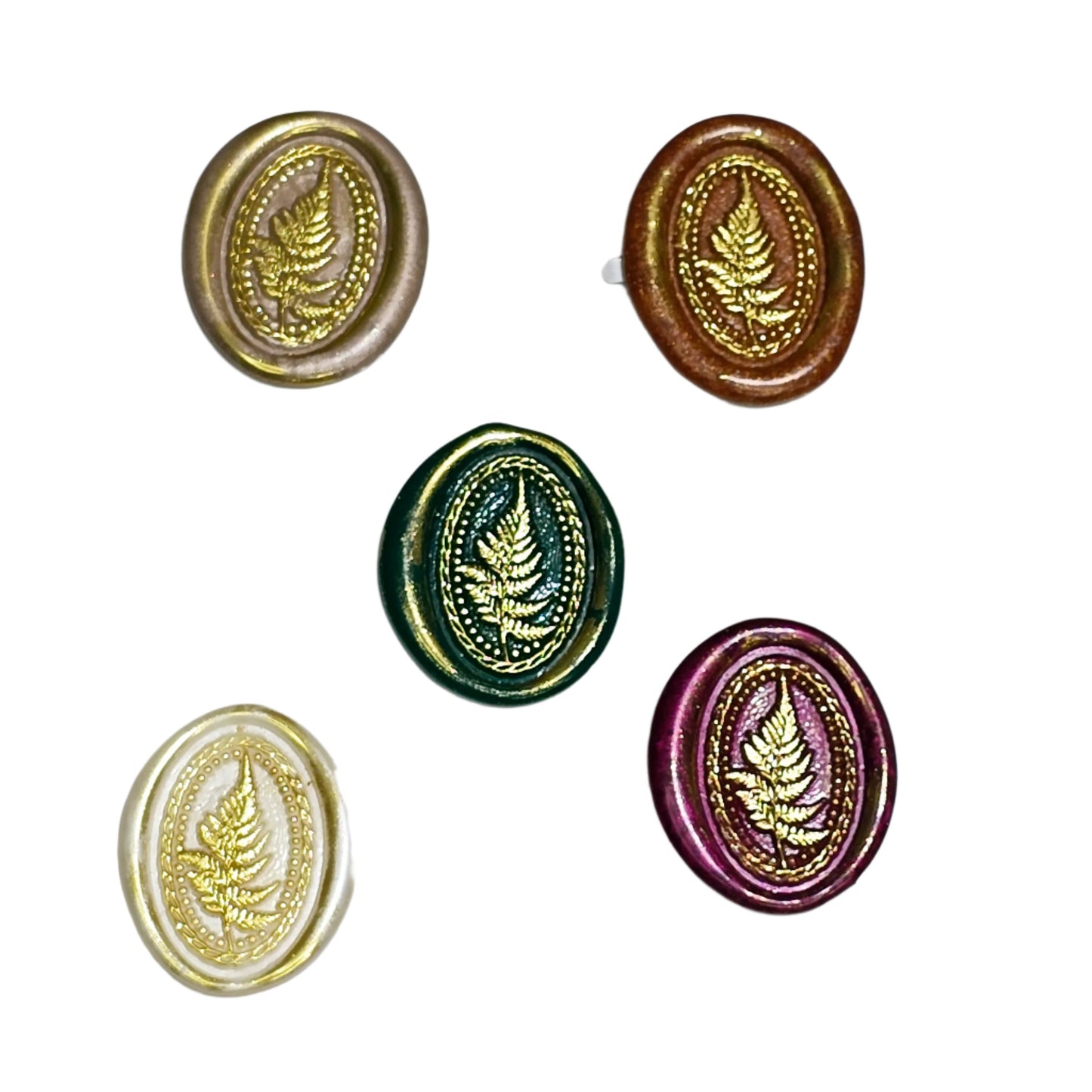 Fern Wax Seals Set of Five, Earthy Colors Flora and Fauna Collection