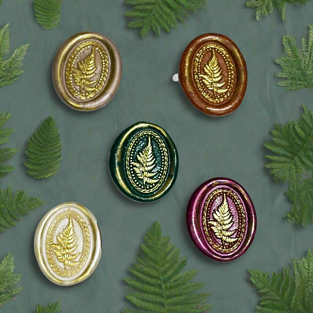 Fern Wax Seals Set of Five, Earthy Colors Flora and Fauna Collection