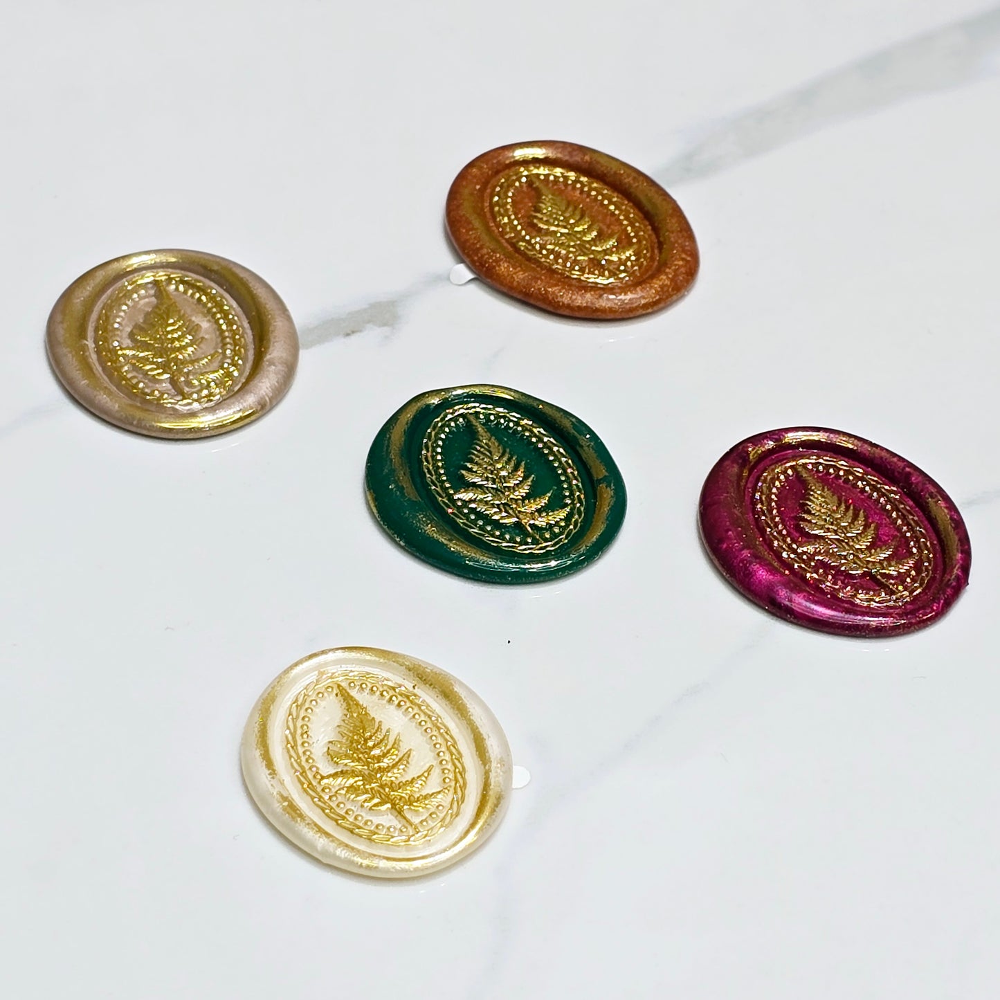 Fern Wax Seals Set of Five, Earthy Colors Flora and Fauna Collection