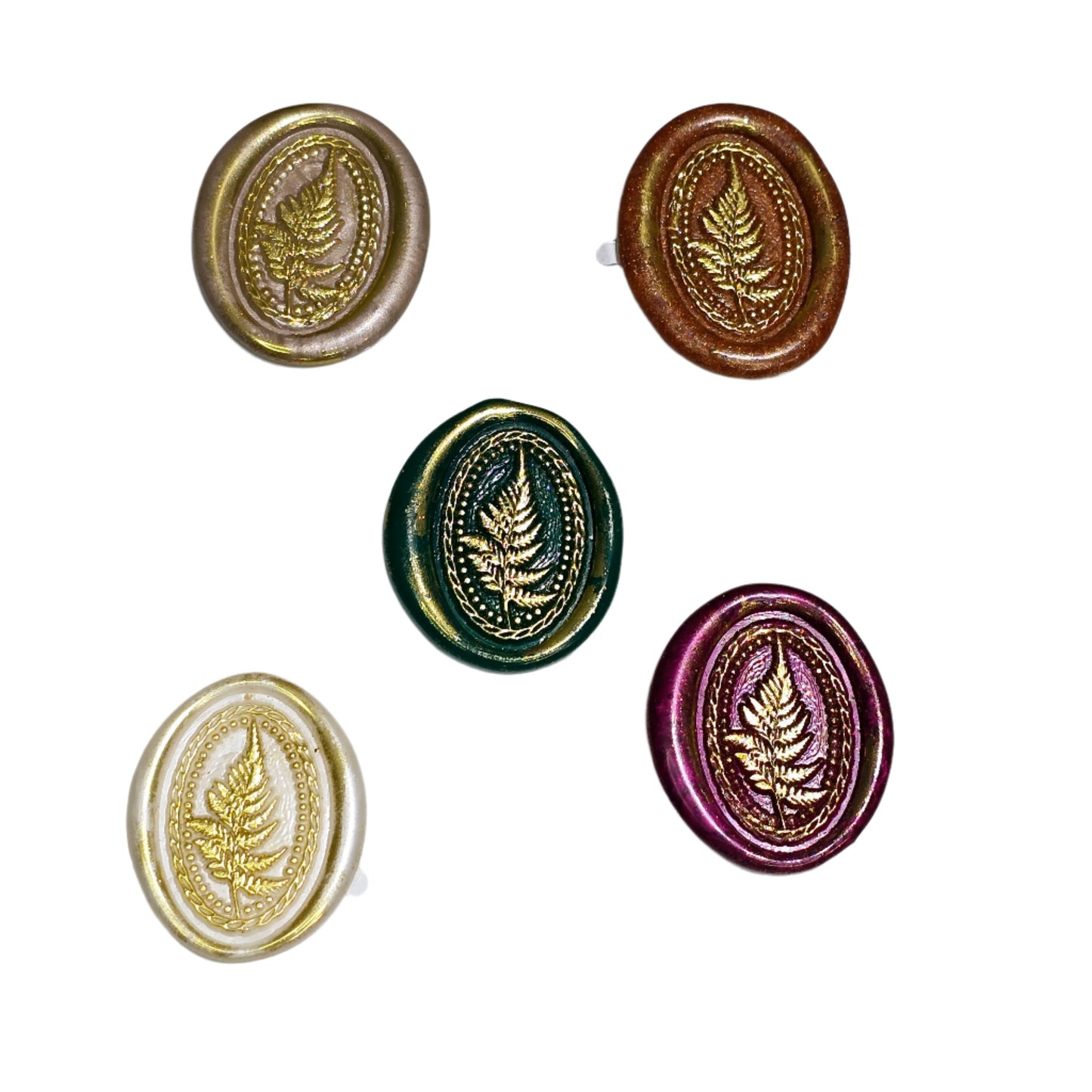 Fern Wax Seals Set of Five, Earthy Colors Flora and Fauna Collection