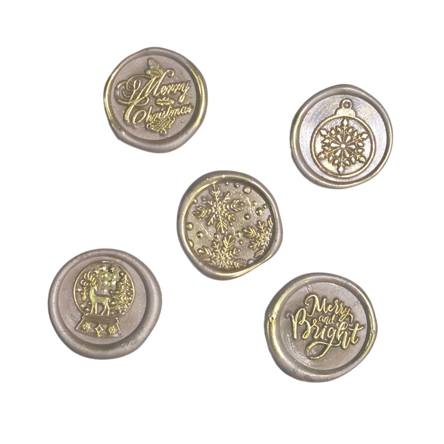 Christmas Wax Seals Taupe & Gold Assorted Designs Set of Five