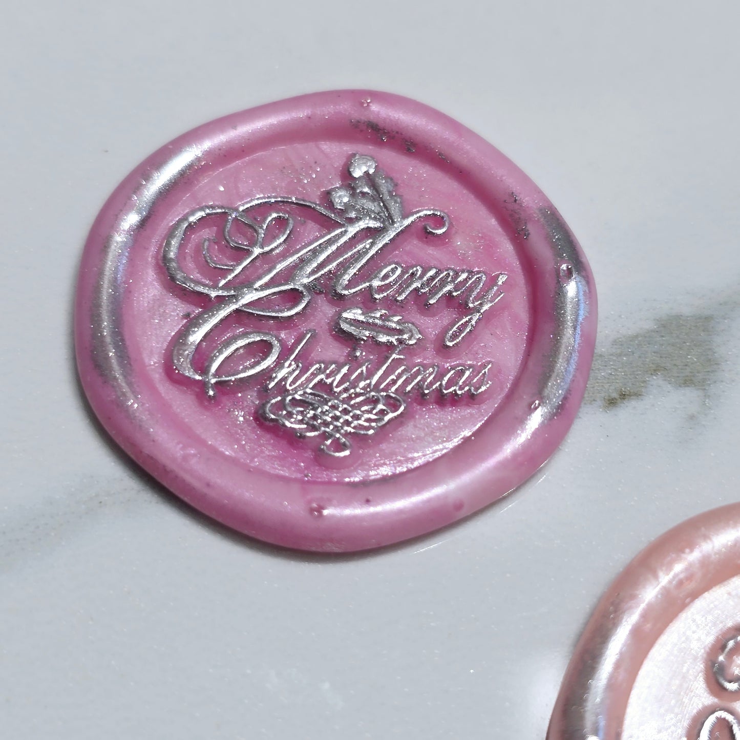 Christmas Wax Seals Pretty in Pink & Silver Assorted Designs Set of Five for Cards & Gifts!