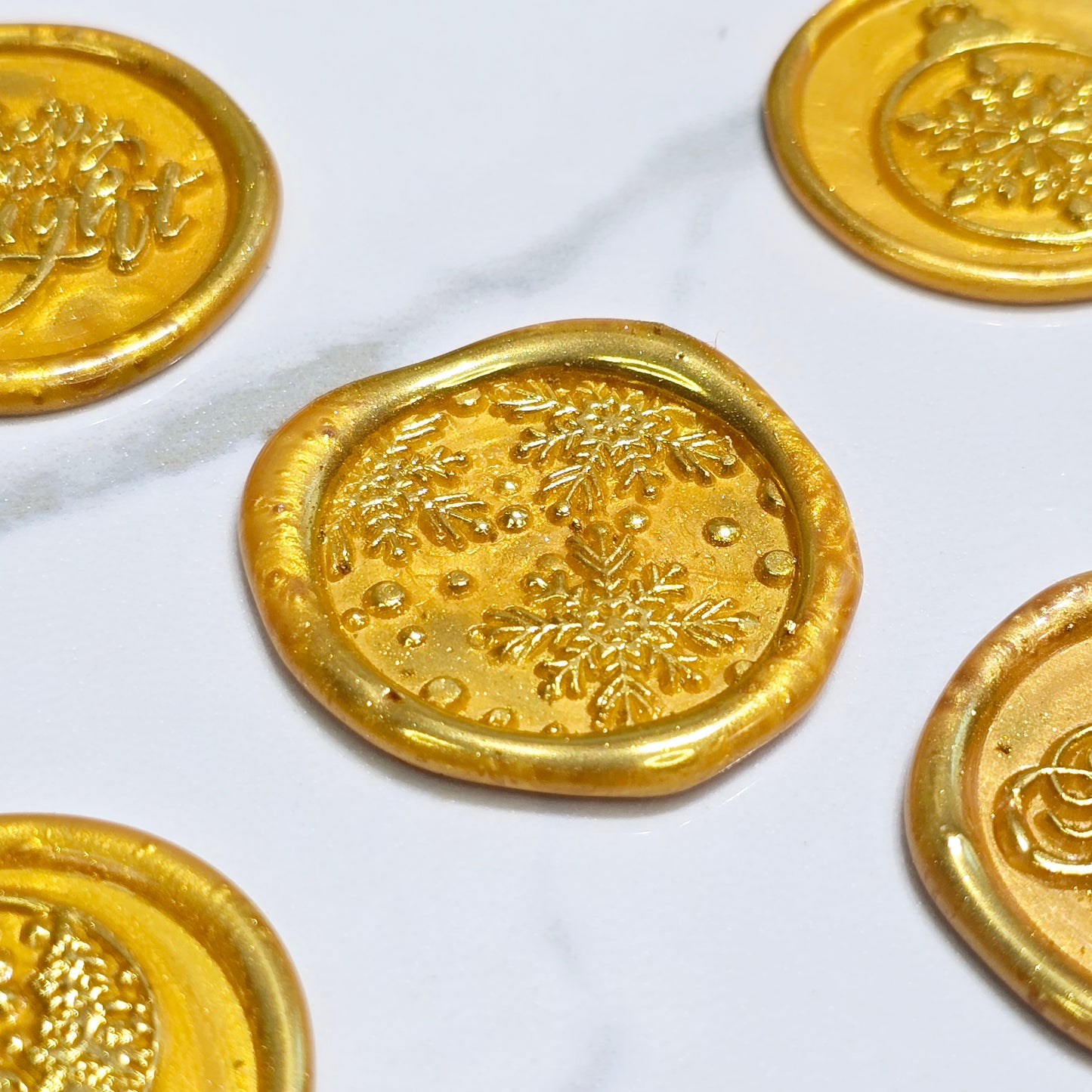 Christmas Wax Seals Gold Assorted Designs Set of Five for Cards & Gifts!