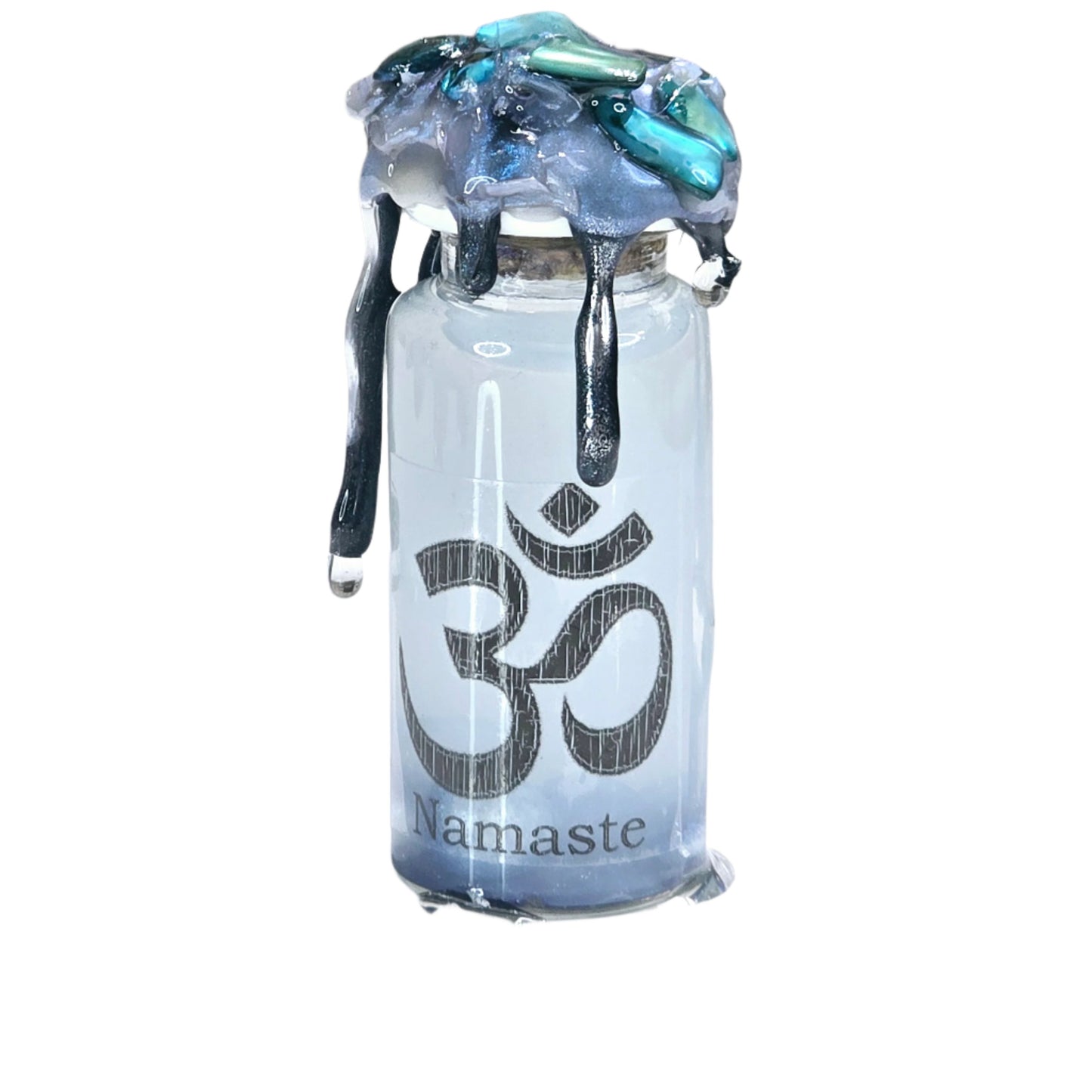 Namaste Mini Decorative Potion Bottle Color Changing White to Blue!