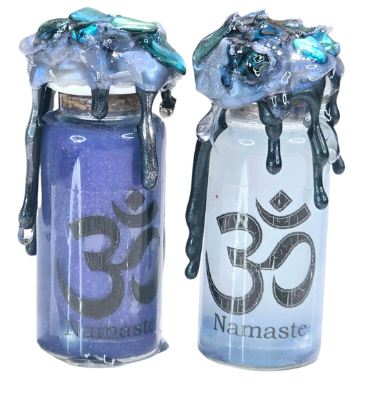 Namaste Mini Decorative Potion Bottle Color Changing White to Blue!