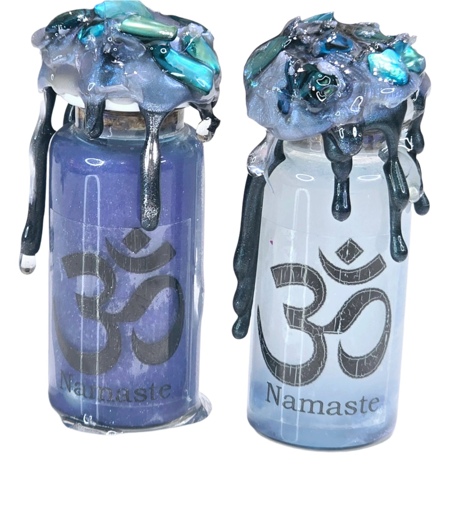 Namaste Mini Decorative Potion Bottle Color Changing White to Blue!