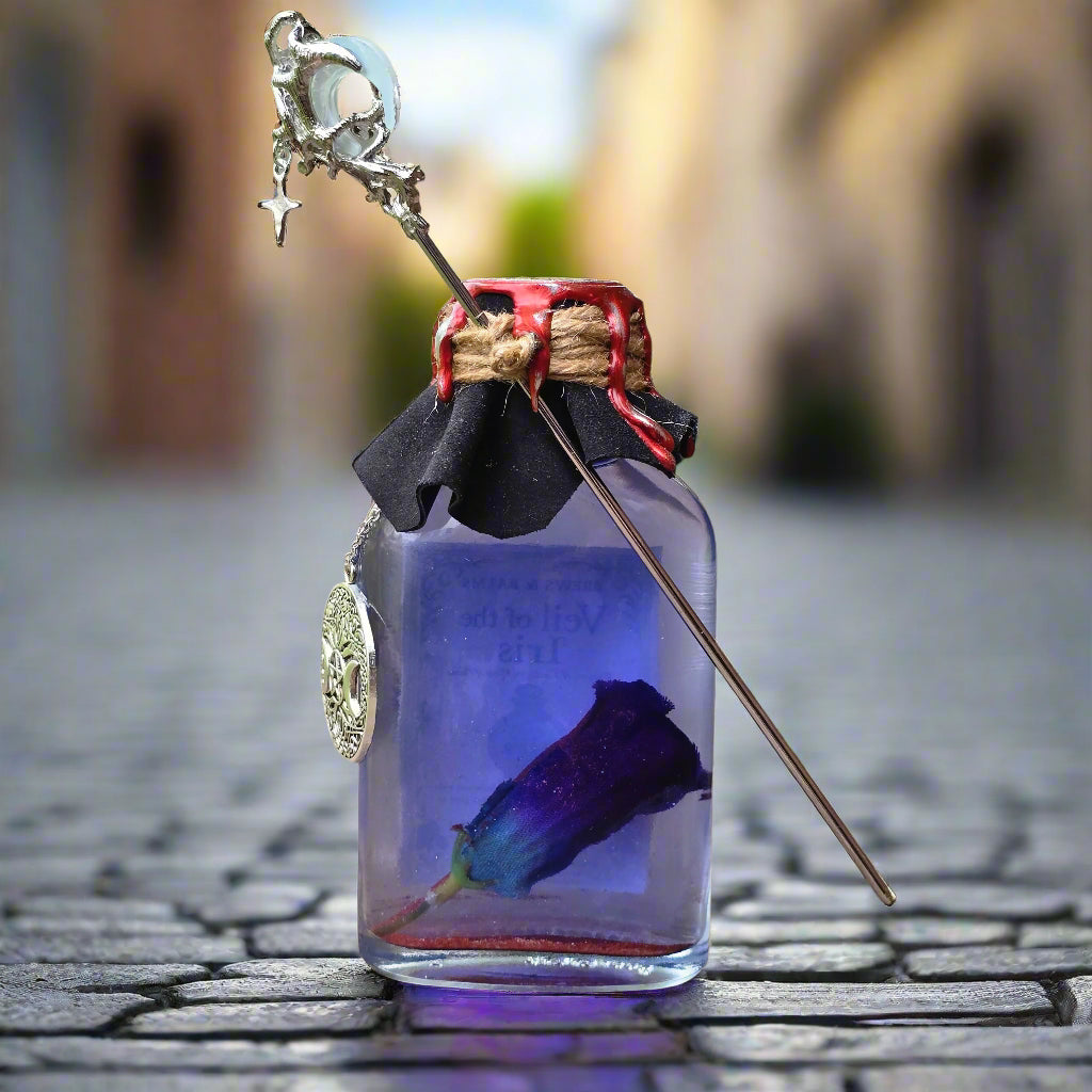 Veil of the Iris Potion Bottle – Color Changing Fantasy Decor – Blue to Copper Dreamy Gift