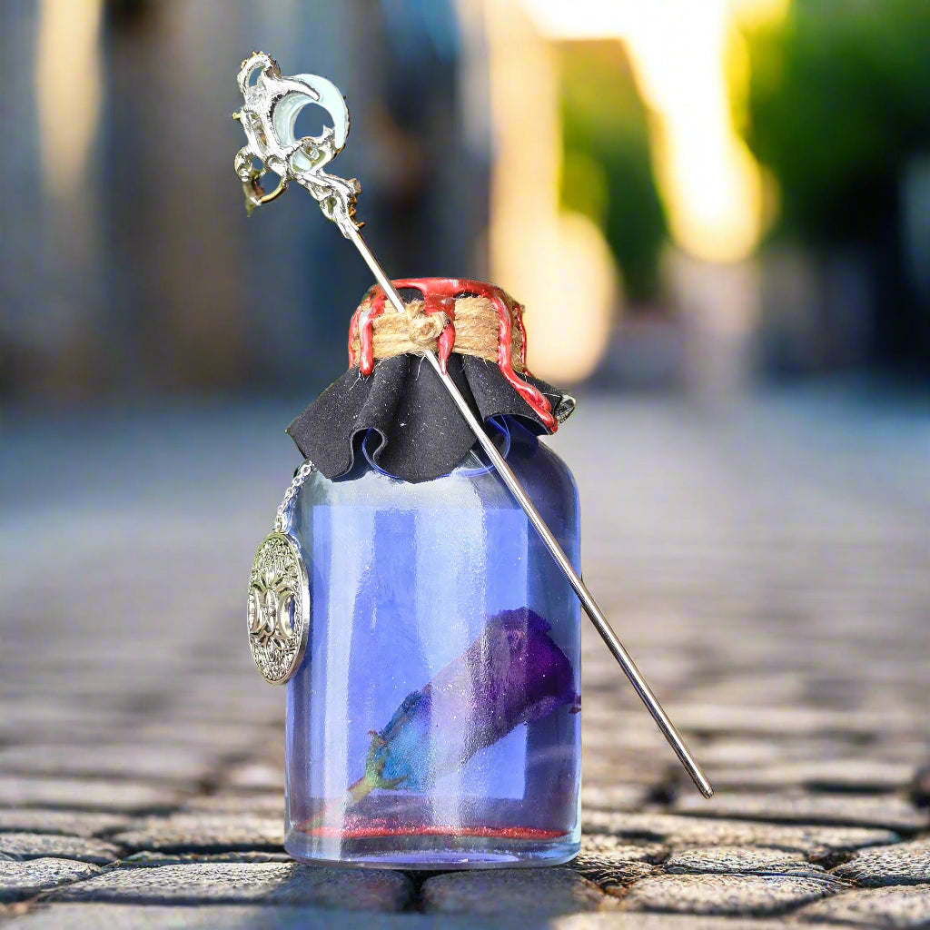 Veil of the Iris Potion Bottle – Color Changing Fantasy Decor – Blue to Copper Dreamy Gift