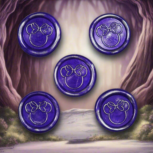 Mouse Wax Seals Purple and Silver Set of five, for cards, invitations, letters and gifts
