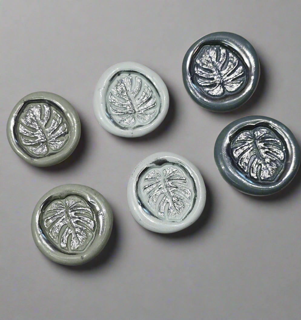 Palm Leaf Fern Wax Seal In Shades of Green, Set of SIX for cards, invitations, letters and gifts