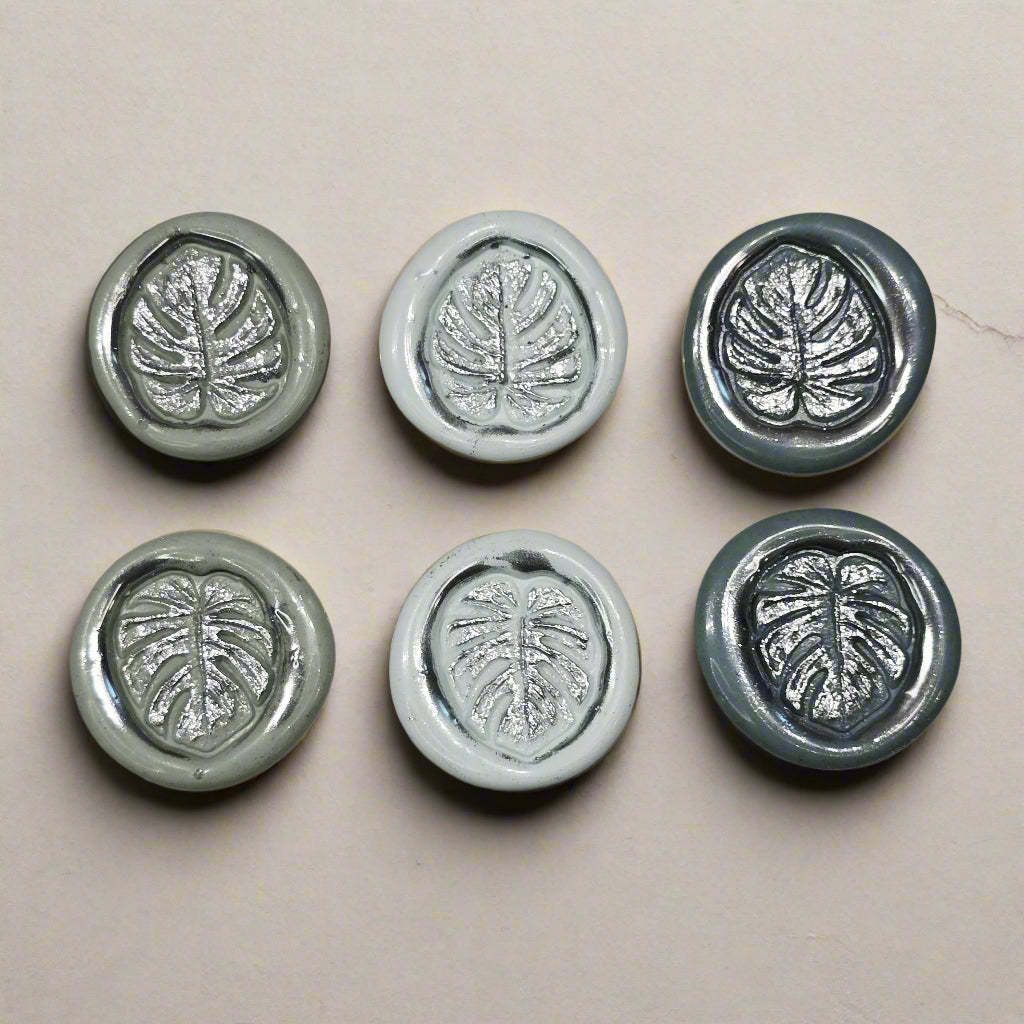 Palm Leaf Fern Wax Seal In Shades of Green, Set of SIX for cards, invitations, letters and gifts