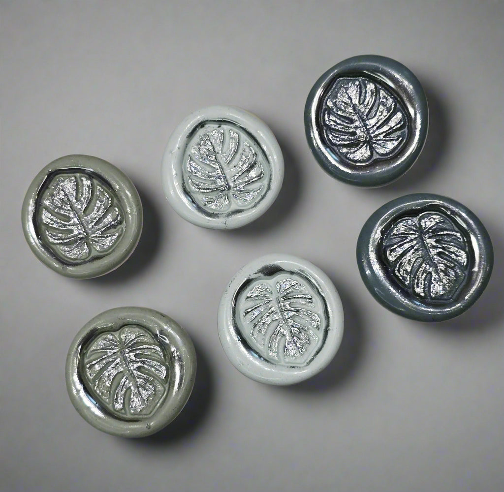 Palm Leaf Fern Wax Seal In Shades of Green, Set of SIX for cards, invitations, letters and gifts