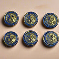 Conch Shell Wax Seals in Yin Yang in Blue and Gold, Set of SIX for cards, invitations, letters and gifts