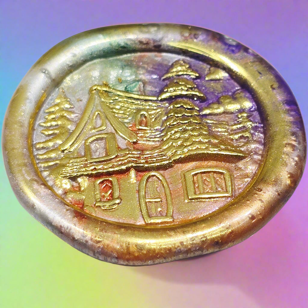 HandmadeFairy Cottage Wax Seals Blended Colors with Gold, Set of SIX for cards, with adhesive