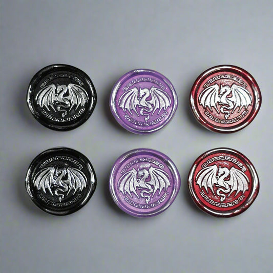 Dragon Wings Spread Wax Seals Black, Lilac, Red & Silver Set of SIX, with Adhesive Wax Seals
