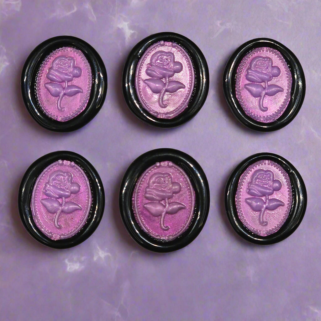 Gothic Rose Lilac Purple & Black Two Color Wax Seals Set of SIX, with Adhesive Wax Seals for Cards, Invitations and Gifts