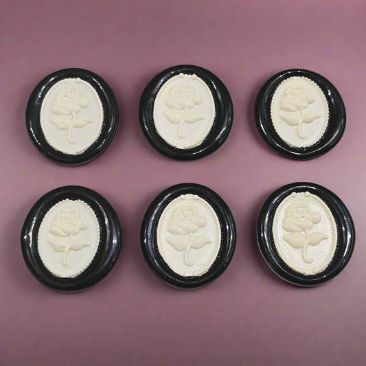 Gothic Rose White & Black Two Color Wax Seals Set of SIX, with Adhesive Wax Seals for Cards, Invitations and Gifts