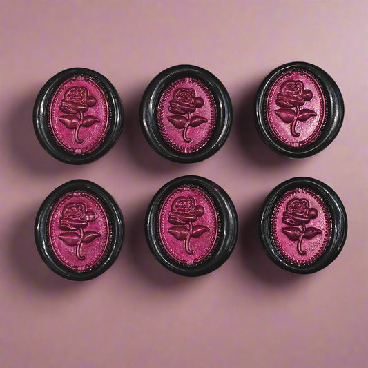 Gothic Rose Mulberry Red & Black Two Color Wax Seals Set of SIX, with Adhesive Wax Seals for Cards, Invitations and Gifts