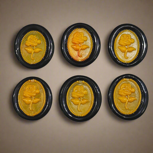 Gothic Rose Orange & Black Two Color Wax Seals Set of SIX, with Adhesive Wax Seals for Cards, Invitations and Gifts