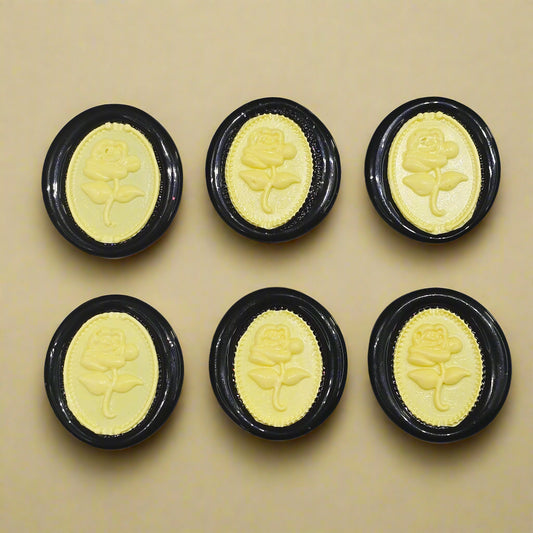 Gothic Rose Black & Yellow Two Color Wax Seals Set of SIX, with Adhesive Wax Seals for Cards, Invitations and Gifts