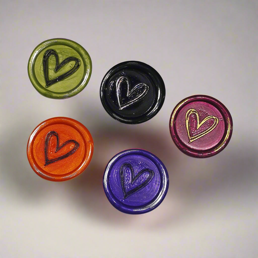 Hearts of Halloween Wax Seals Multicolor Set of Five, for cards, invitations, letters and gifts