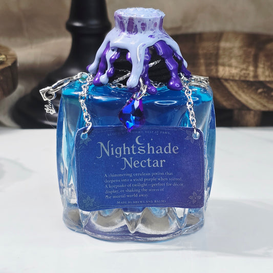 Nightshade Nectar Color Changing Decorative Bottle Potion Prop, Blue to Purple
