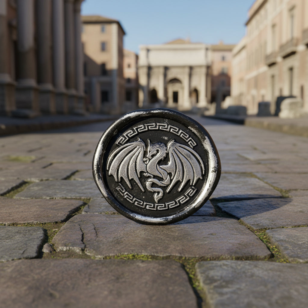 Dragon Wings Spread Wax Seals Peel & Stick • Multiple Colors Silver Accents