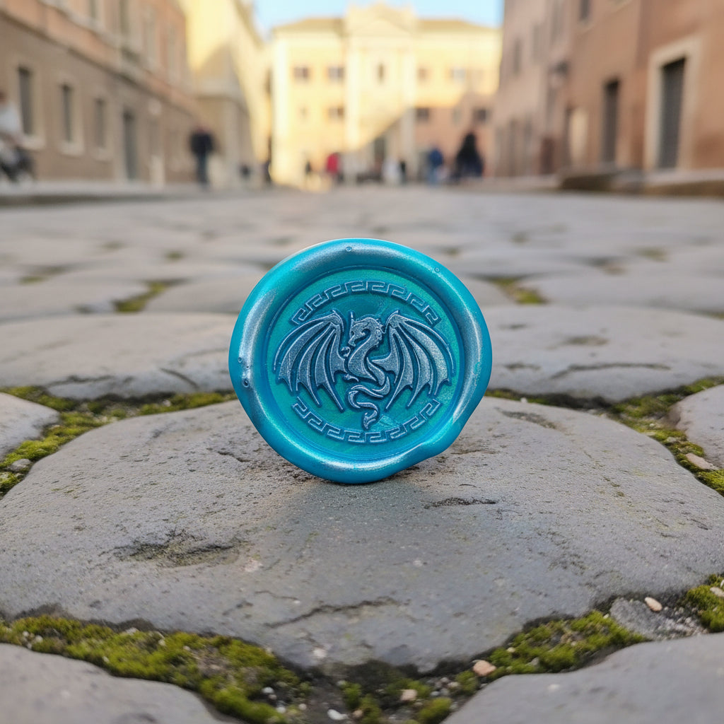 Dragon Wings Spread Wax Seals Peel & Stick • Multiple Colors Silver Accents