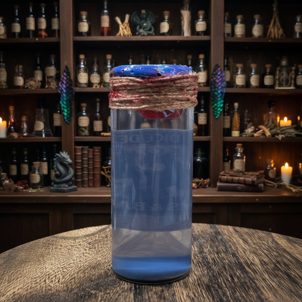 Dice D20 Let the Dice Decide Potion Props A Color Changing decorative bottle prop 3.5 "