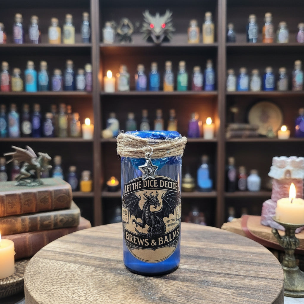 Dice D20 Potion Props, A Color Changing decorative bottle prop! 3 inches tall