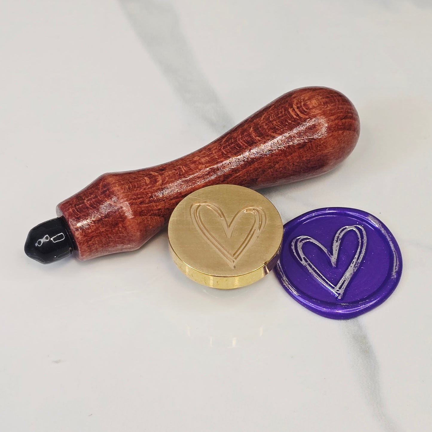 Wax Seal Brass Stamp Love Heart Sketch Includes Wooden Handle