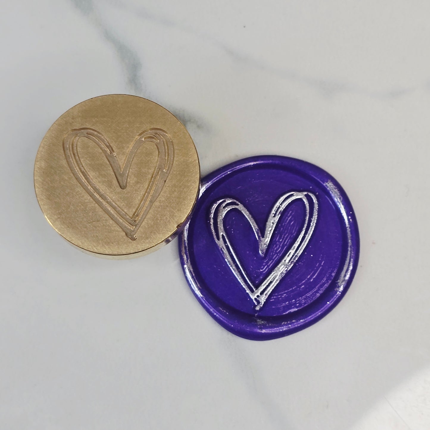 Wax Seal Brass Stamp Love Heart Sketch Includes Wooden Handle