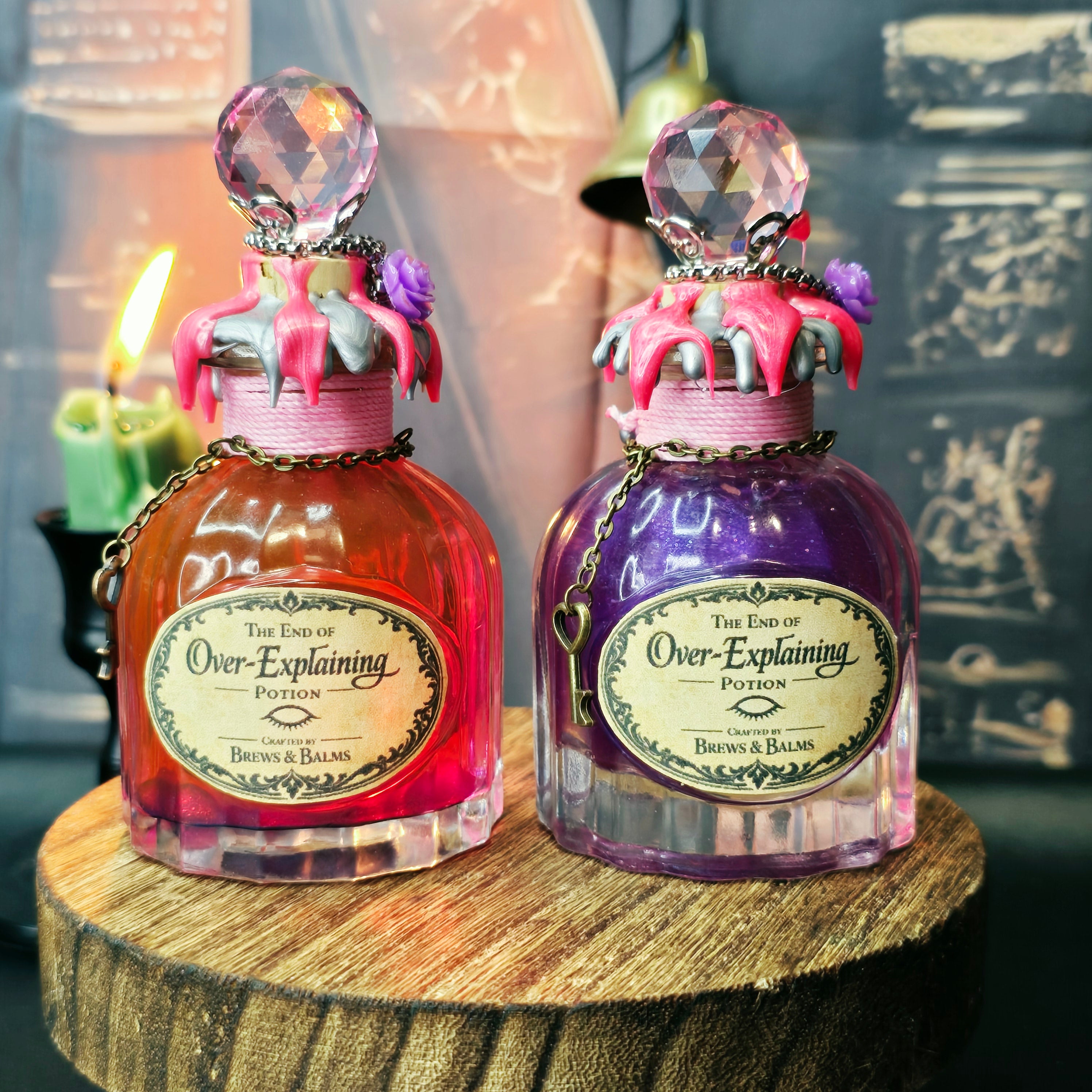 The End of Over-Explaining – Color-Changing Decorative Potion Glass Bottle - Pink to Purple