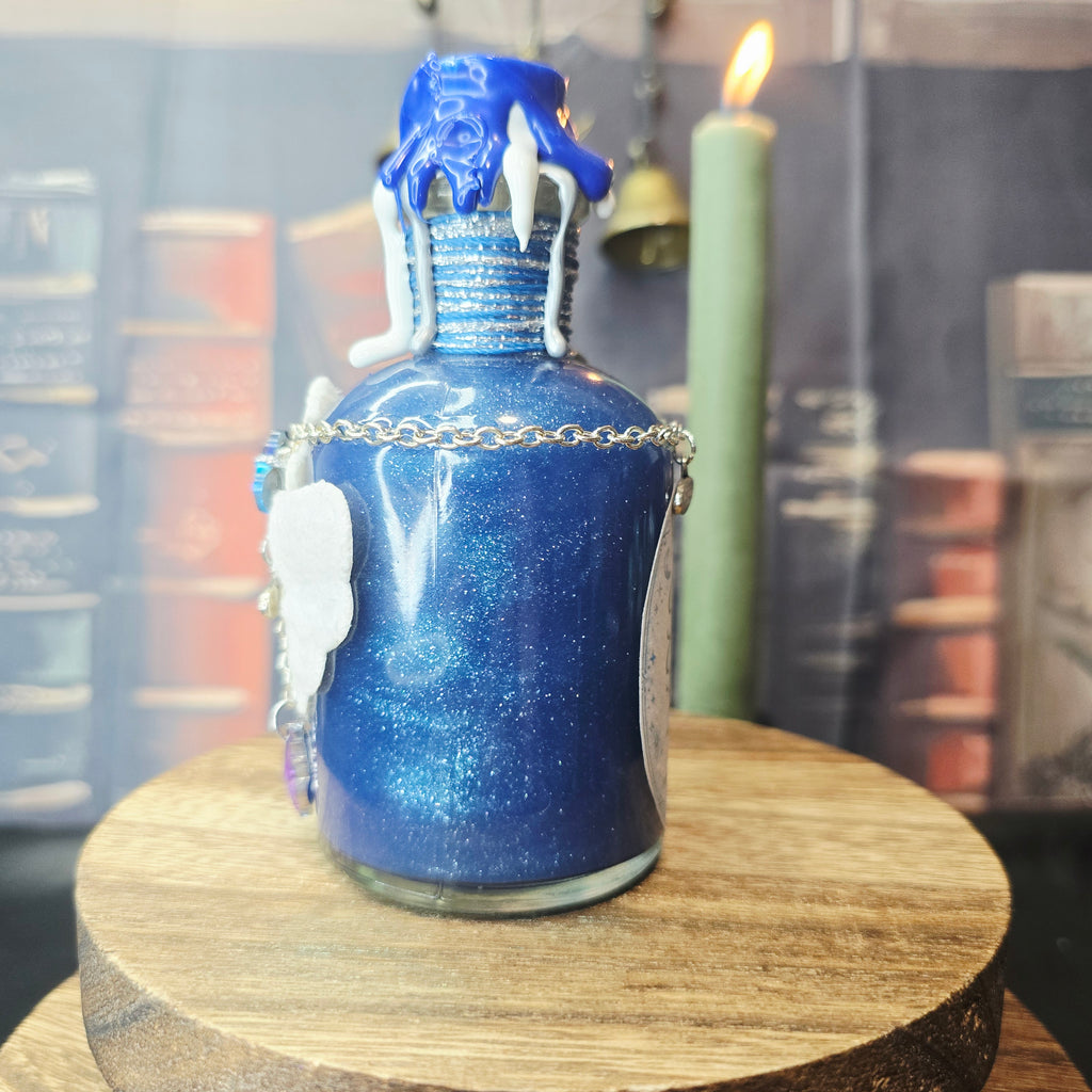 Handmade Peace Potion – Color Changing Decorative Bottle - White to Blue