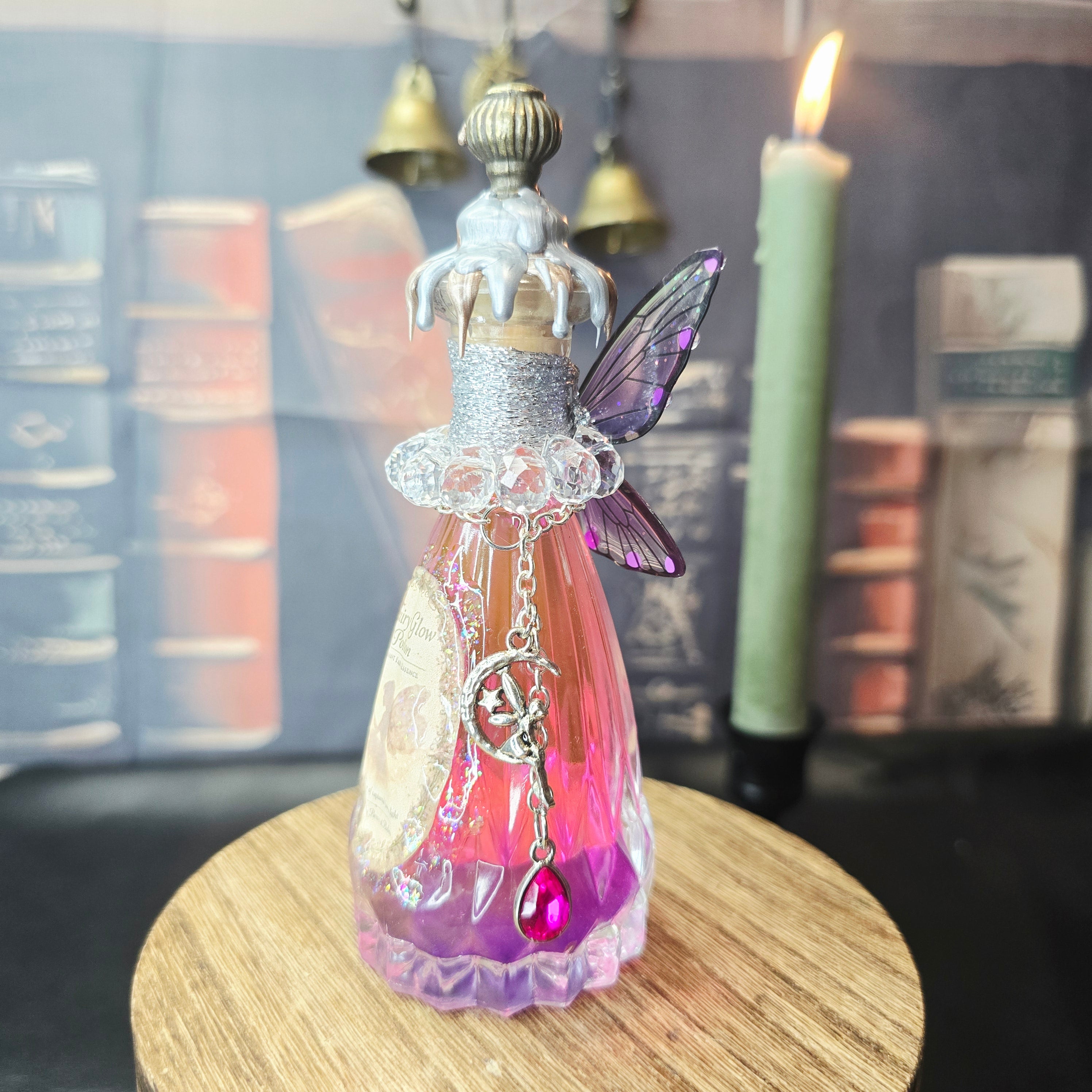 Handmade Fairy Glow Decorative Potion Bottle Prop Color Changing Pink to Purple