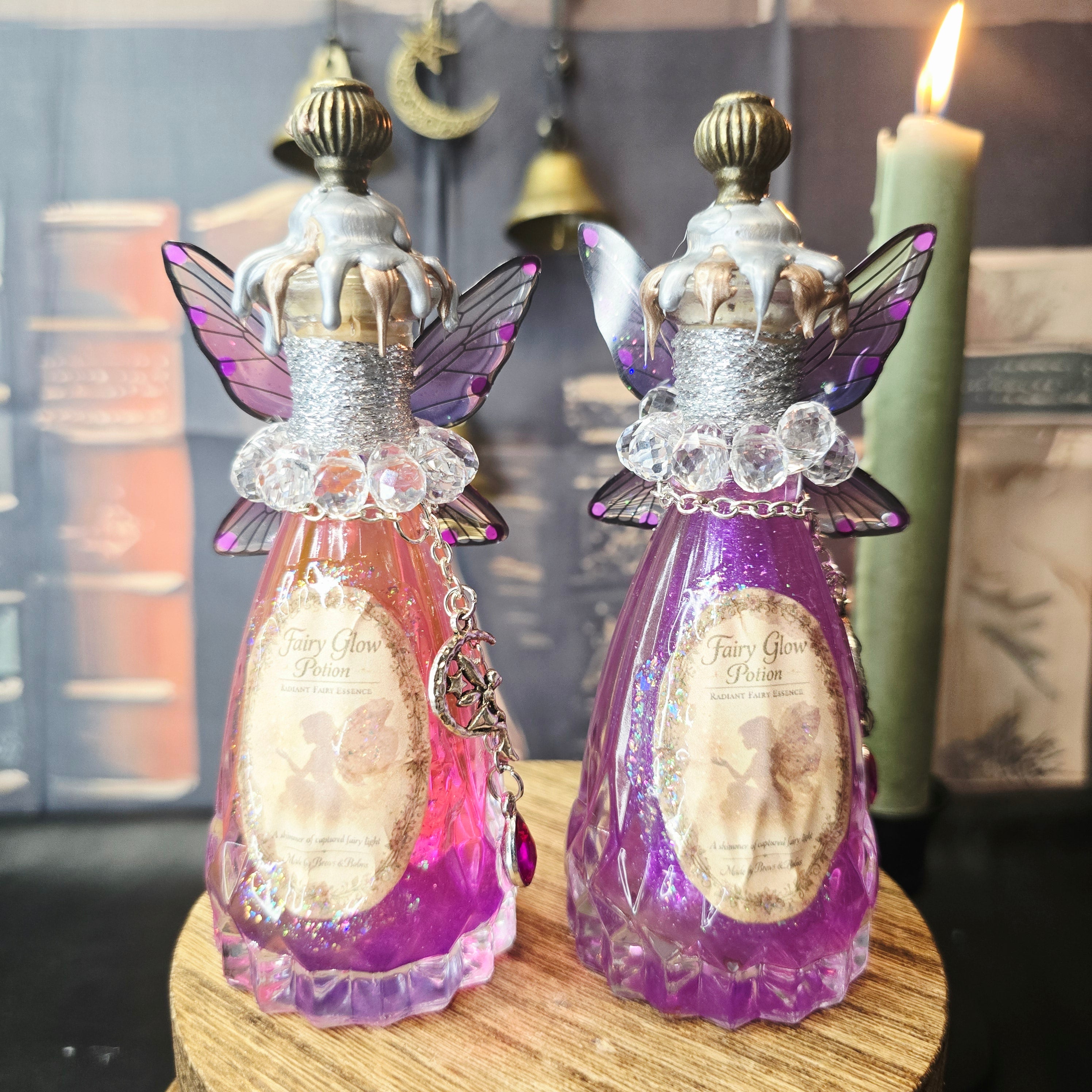 Handmade Fairy Glow Decorative Potion Bottle Prop Color Changing Pink to Purple