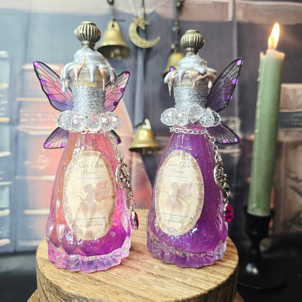 Handmade Fairy Glow Decorative Potion Bottle Prop Color Changing Pink to Purple