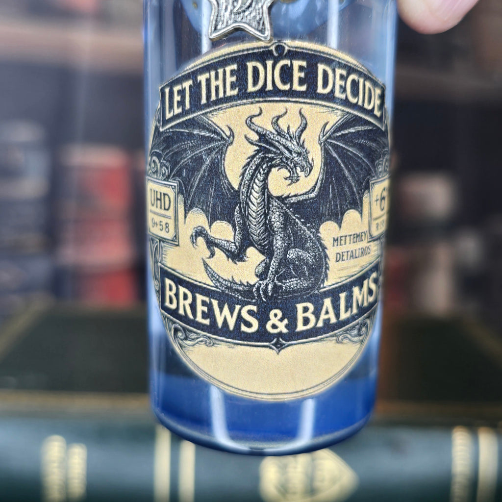 Handmade Dice D20 Let the Dice Decide Potion Props A Color Changing decorative bottle prop