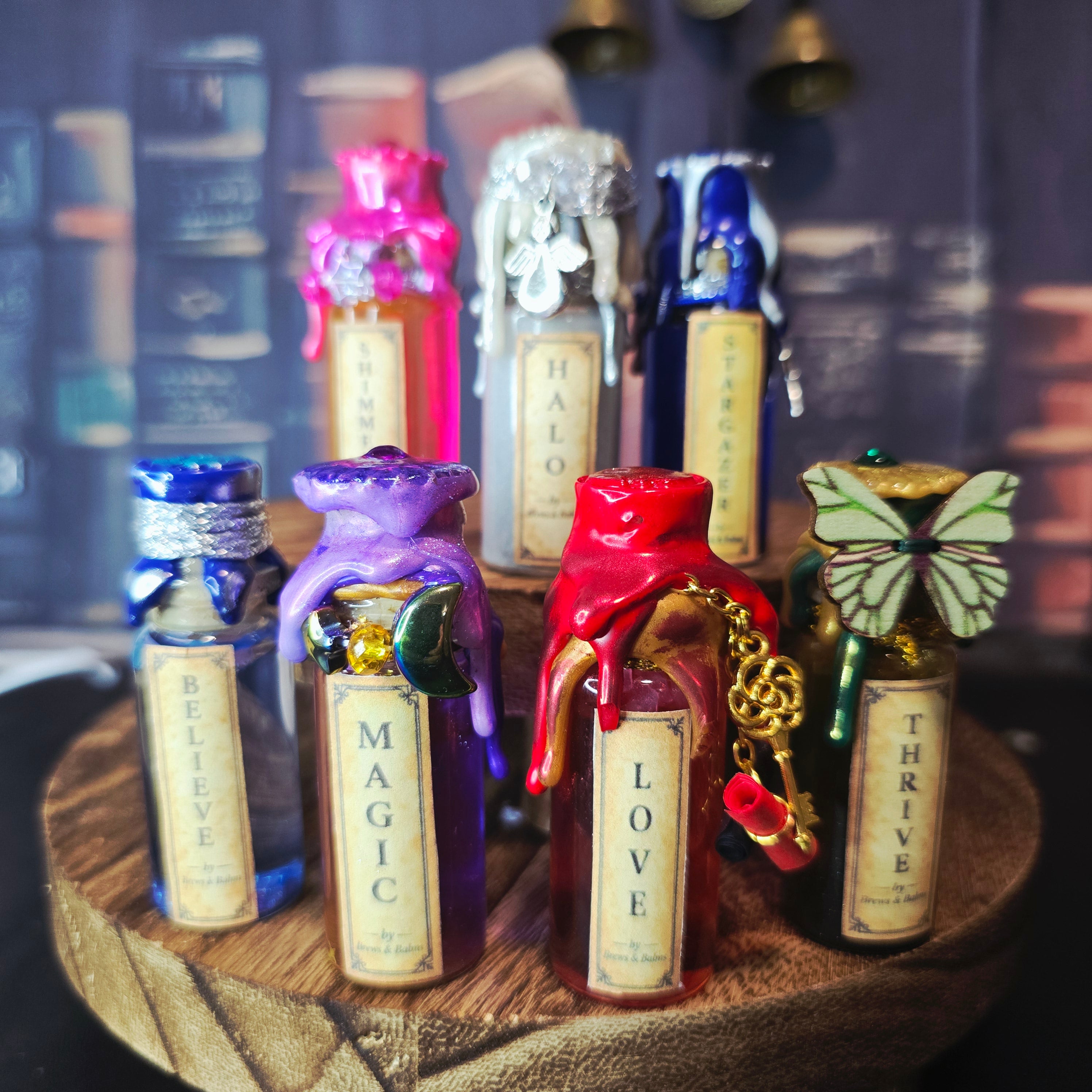 Handmade Mini affirmation decorative potion bottles - Believe - Love - Magic - Halo - Thrive - Stargazer - Shimmer