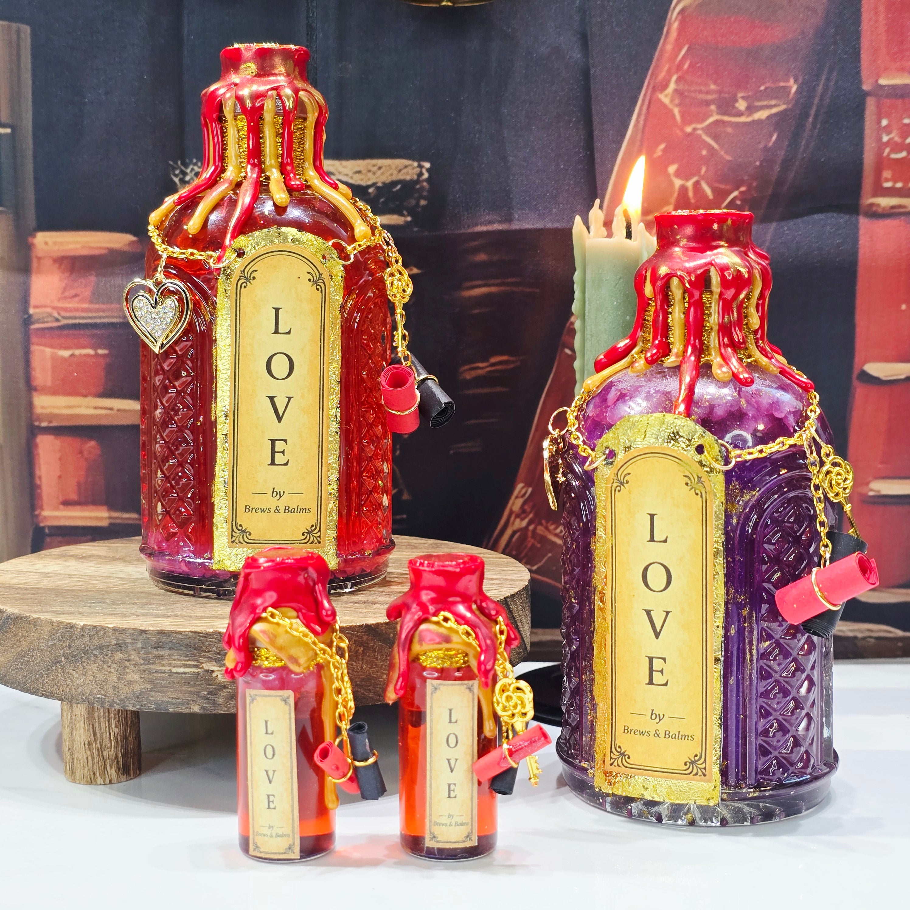 Handmade LOVE Affirmation Color-Changing Potion Bottle Prop Decorative Potion | Red to Purple