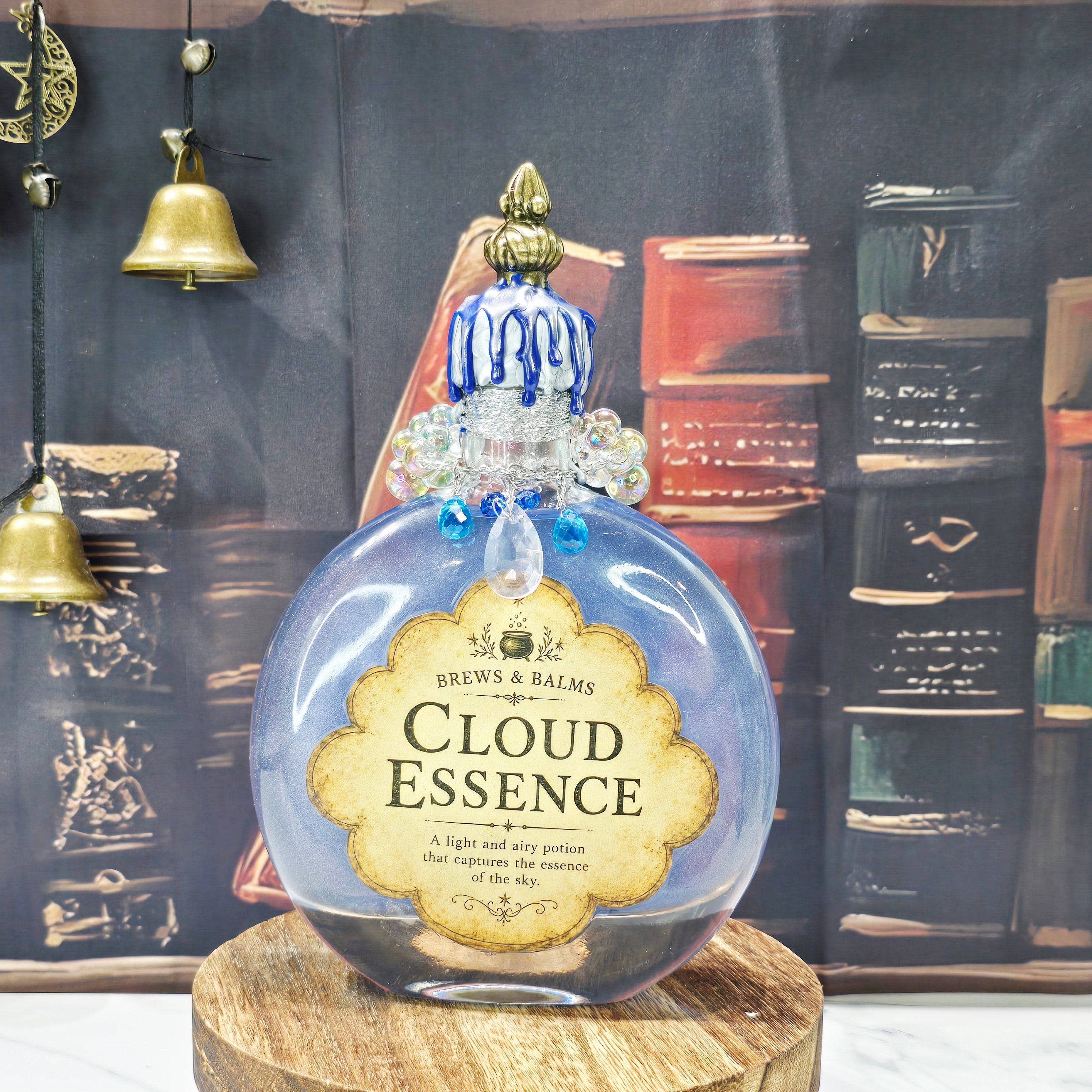 Handmade CLOUD ESSENCE Color-Changing Potion Bottle Prop Decorative Potion Clear Blue to Shimmering Opal