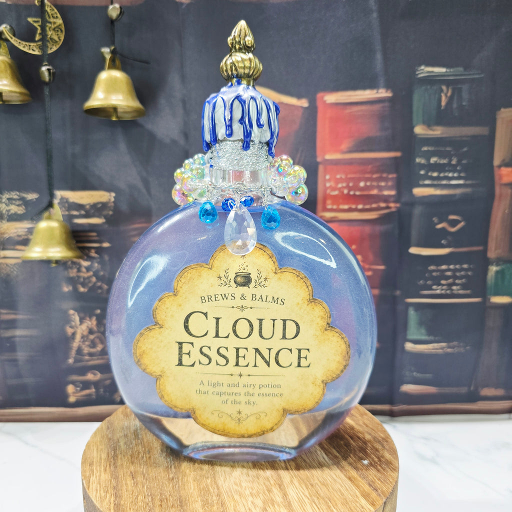 Handmade CLOUD ESSENCE Color-Changing Potion Bottle Prop Decorative Potion Clear Blue to Shimmering Opal