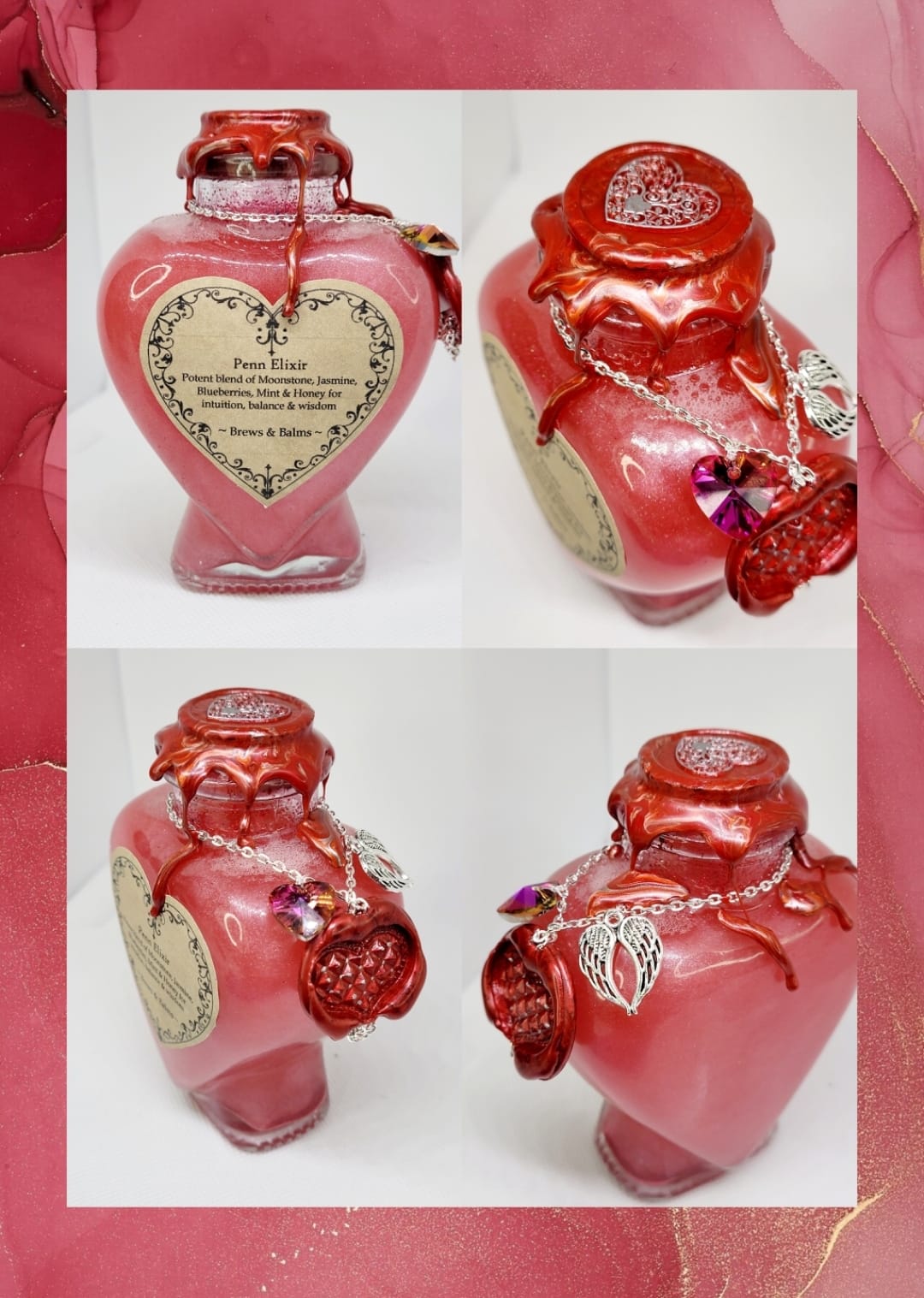 Custom Made Decorative Elixir Brew Bottle Heart Shaped