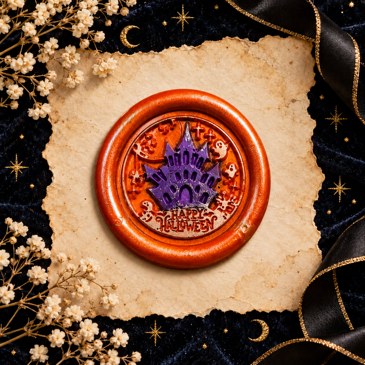 Handmade Halloween Wax Seals Various Styles, Pumpkins, Spiders, Cats, Spooky Scarecrow Wax Seal with Adhesive