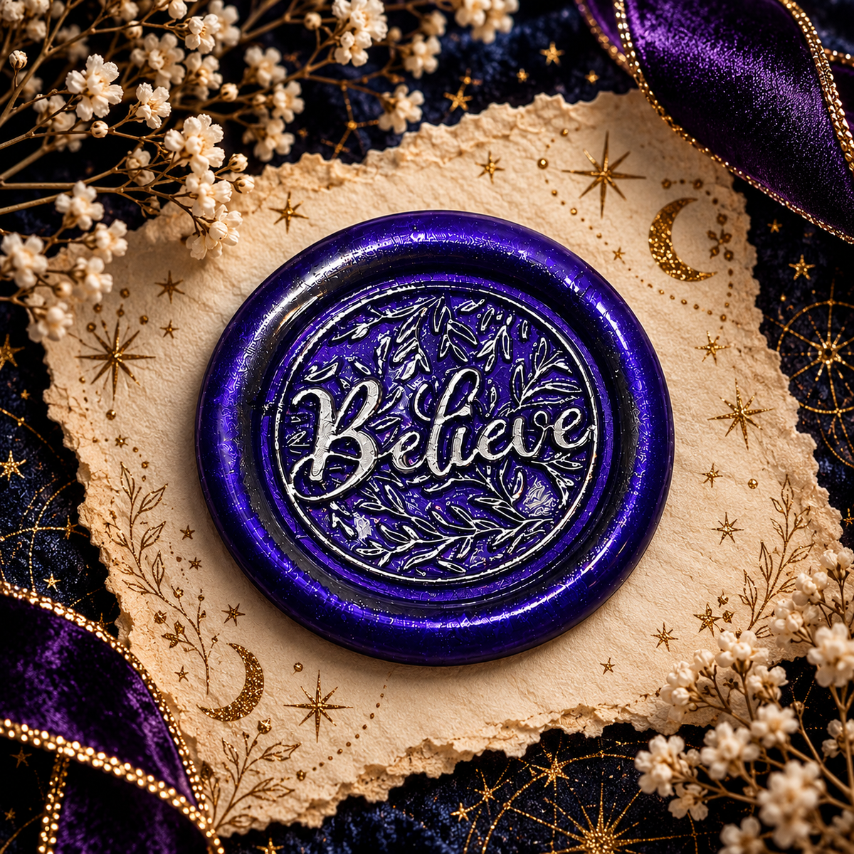 Handmade Believe Wax Seals – Peel & Stick • Multiple Colors Silver & Gold Accents