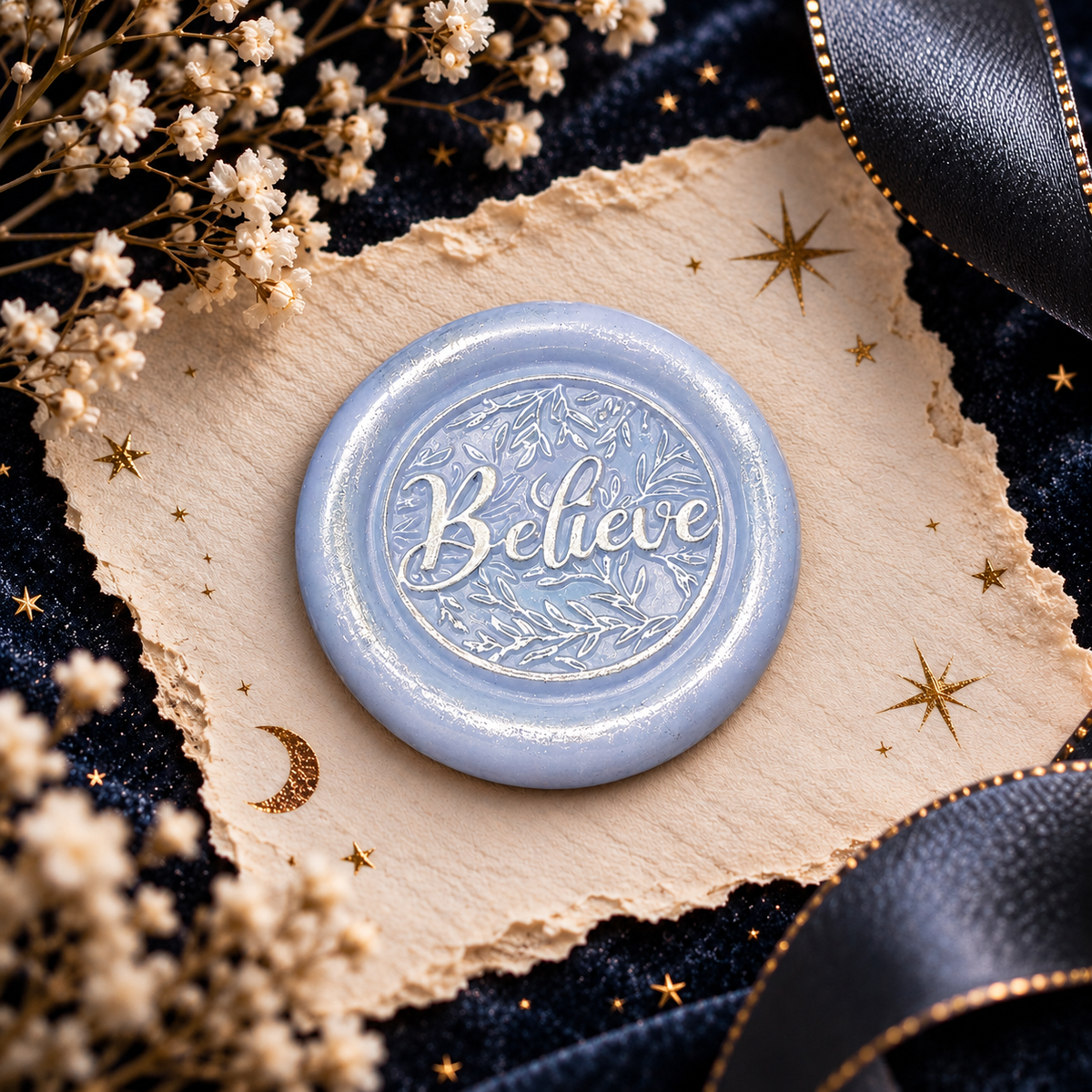 Handmade Believe Wax Seals – Peel & Stick • Multiple Colors Silver & Gold Accents