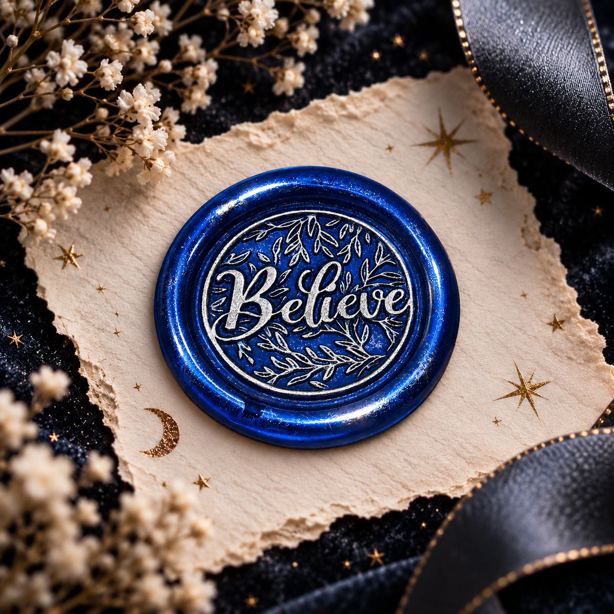 Handmade Believe Wax Seals – Peel & Stick • Multiple Colors Silver & Gold Accents